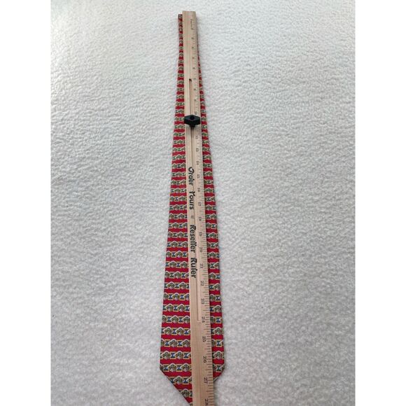 The Scotch House Neck Tie Red Print 100% Silk Made in England - Picture 7 of 9